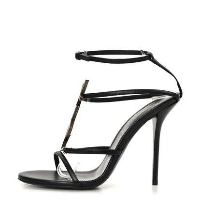 Saint Laurent Calfskin Cassandra 110 Sandals 38.5 Black 1 of 7