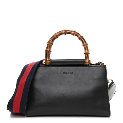 Gucci Nappa Bamboo Web Mini Nymphaea Top Handle Bag Black 1 of 13