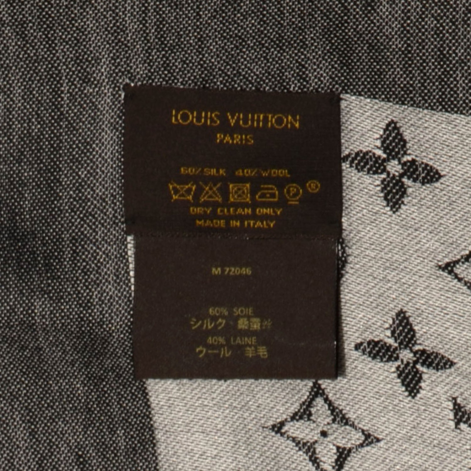 Louis Vuitton Wool Silk Monogram Denim Shawl Black 5 of 5