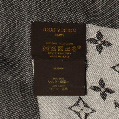 Louis Vuitton Wool Silk Monogram Denim Shawl Black 5 of 5