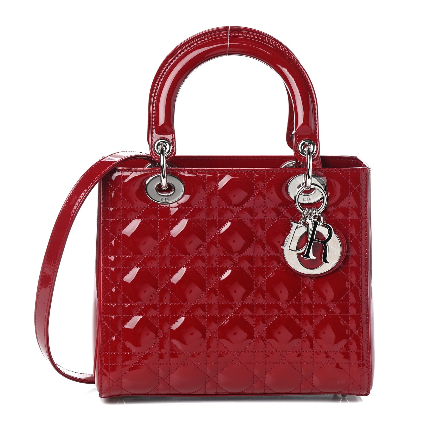 Patent Cannage Medium Lady Dior Red