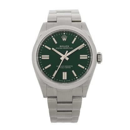 Rolex Stainless Steel 41mm Oyster Perpetual Watch Green 134300 1 of 5