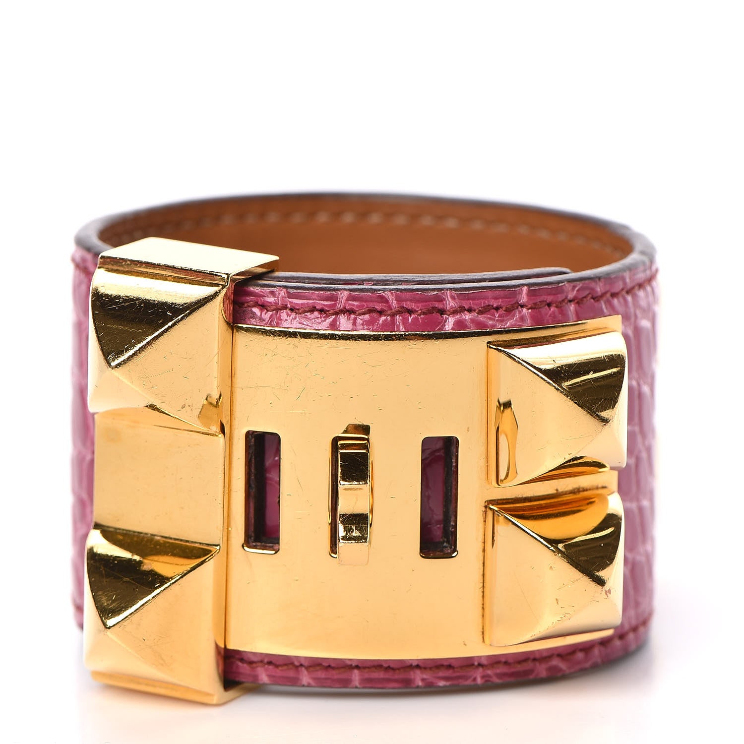 Hermes Shiny Alligator Collier De Chien CDC Bracelet S Fuchsia 3 of 6