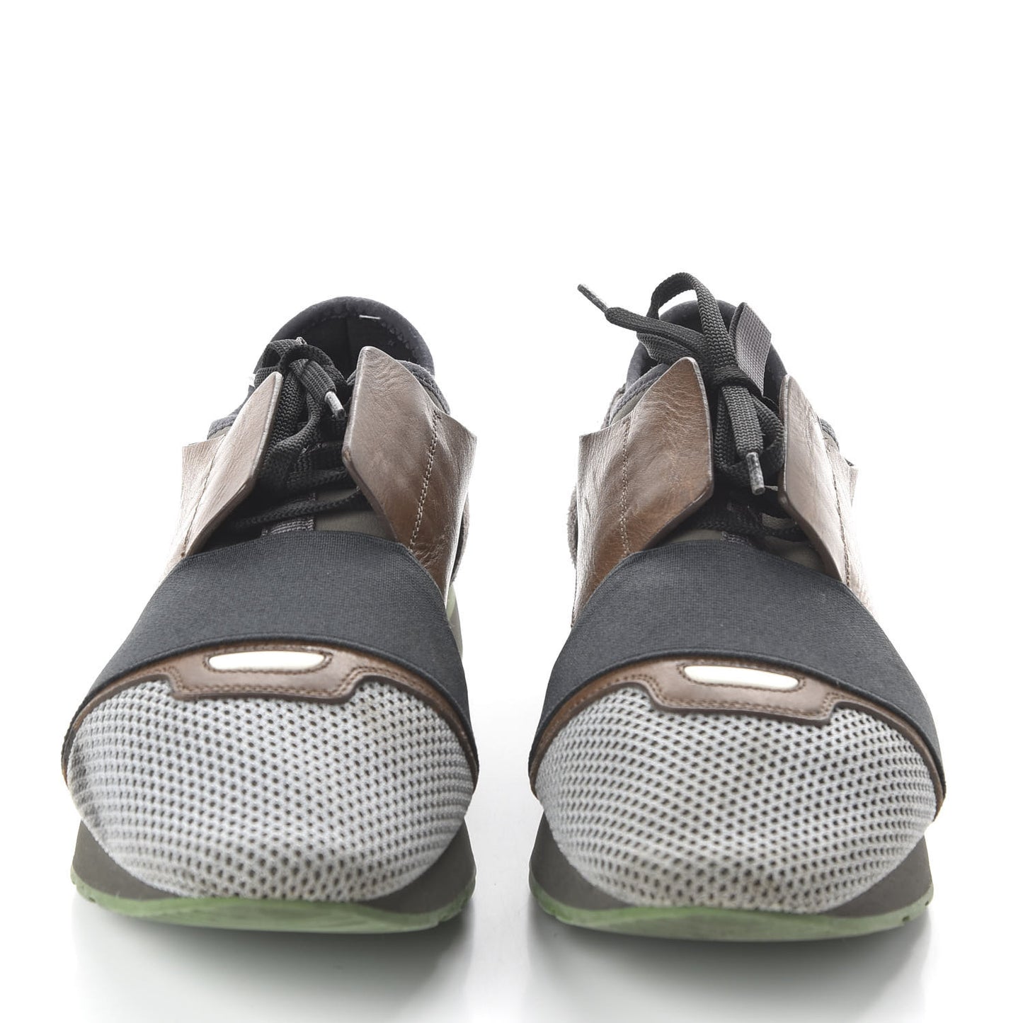 Mesh Calfskin Neoprene Suede Mens Race Runner Sneakers 41 Grise