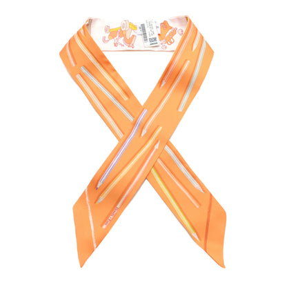 Hermes Silk A Vos Crayons Twilly Mandarine Vert Amande 1 of 3
