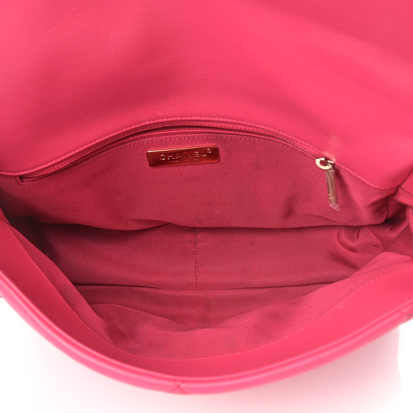 Goatskin Quilted Large Chanel 19 Flap Dark Pink