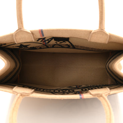 Christian Dior Canvas Jute Embroidered Medium Book Tote Black Beige 5 of 13
