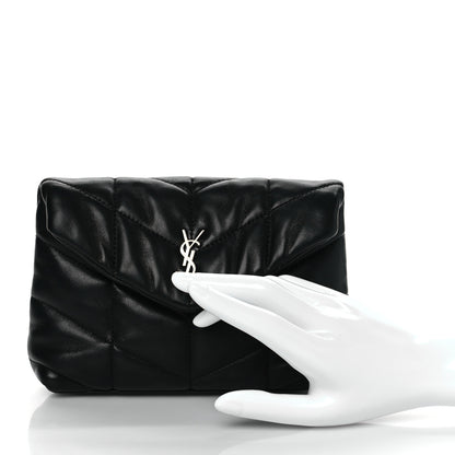 Saint Laurent Lambskin Monogram Loulou Puffer Pouch Clutch Black 2 of 11