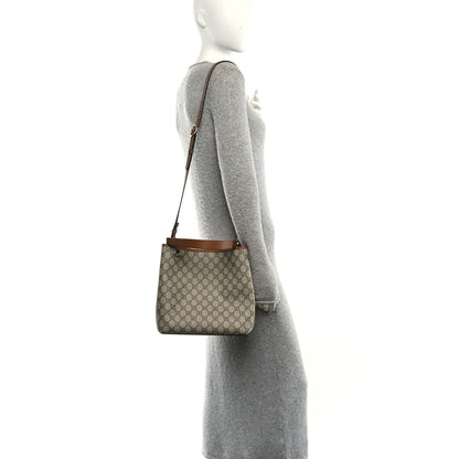 Gucci GG Supreme Monogram Medium Emblem Bucket Bag Beige Brown 2 of 9