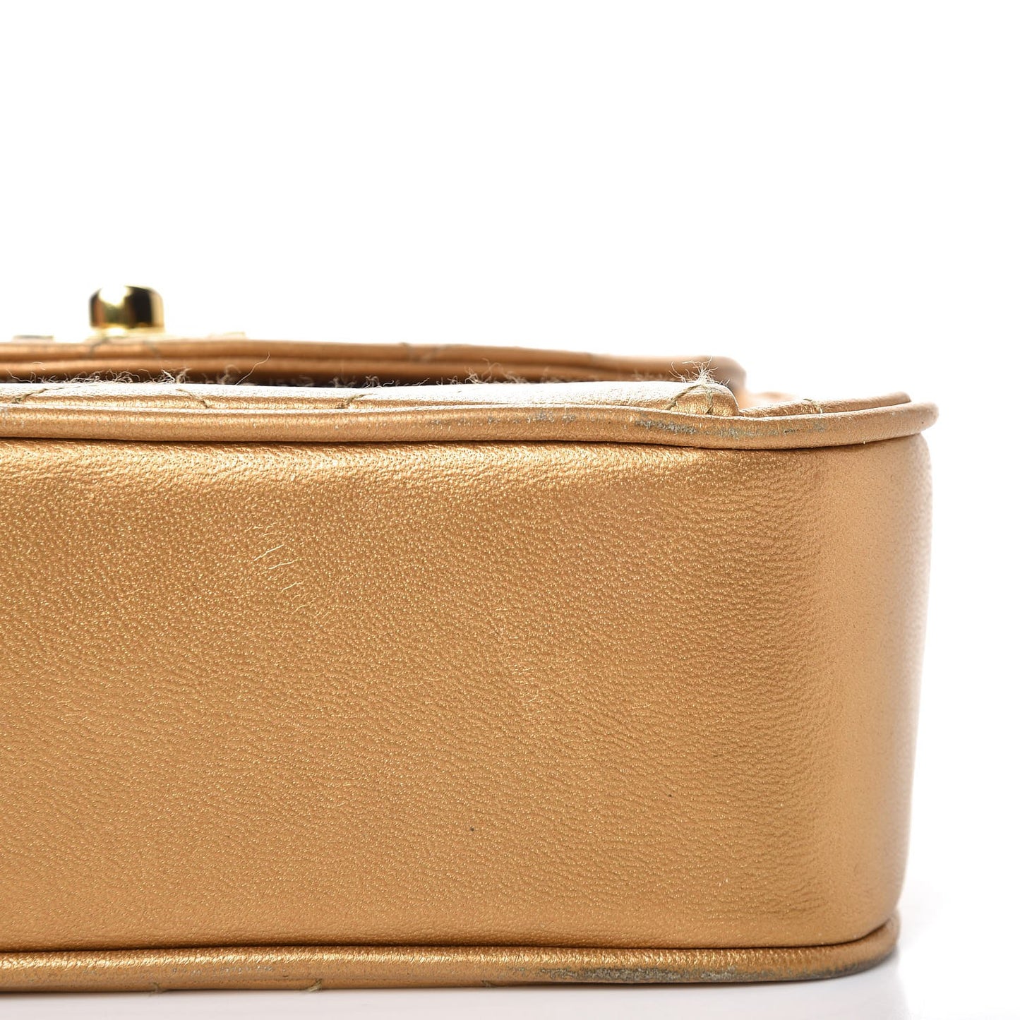 Metallic Lambskin Mini Quilted Flap Gold