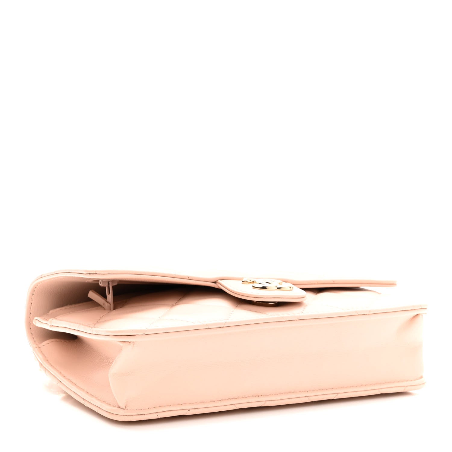Chanel Lambskin Plexi Quilted Wallet On Chain WOC Light Beige 4 of 11