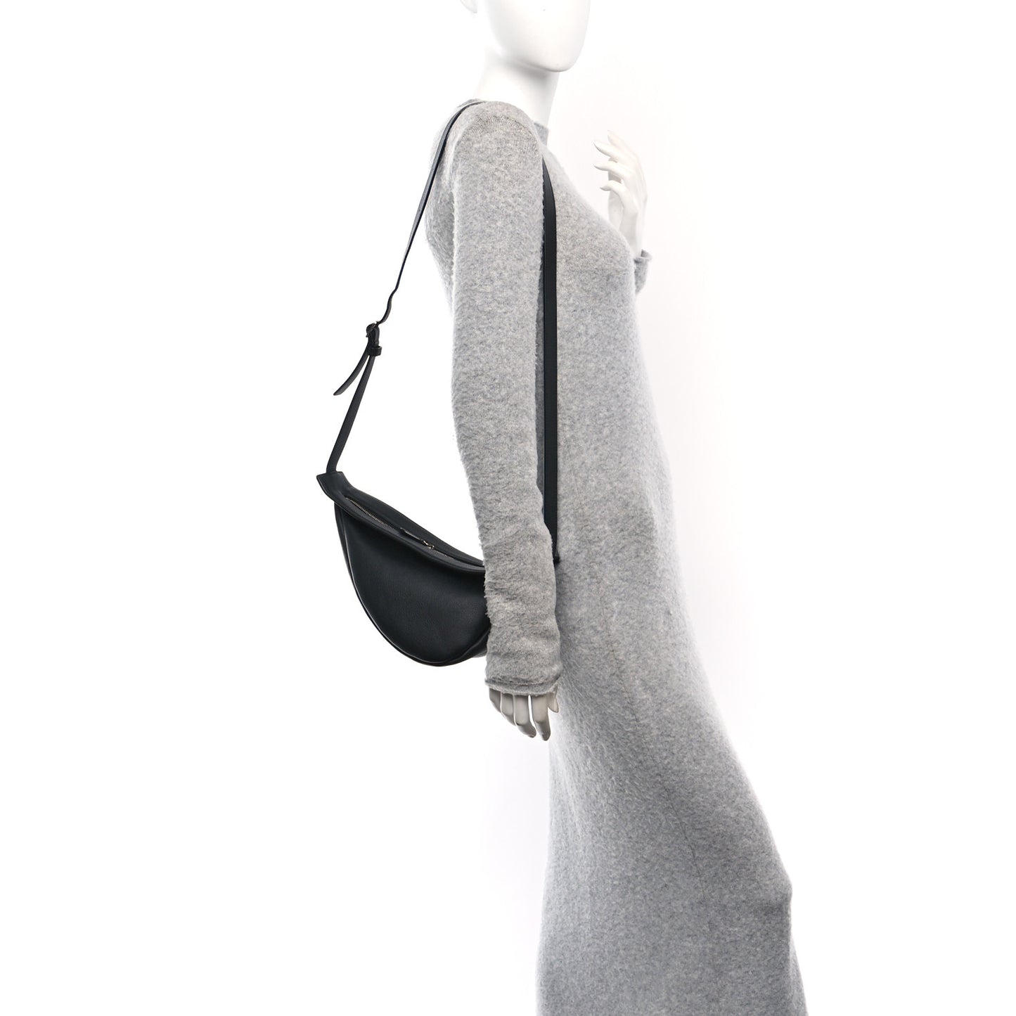 Grained Calfskin Small Slouchy Banana Bag Black