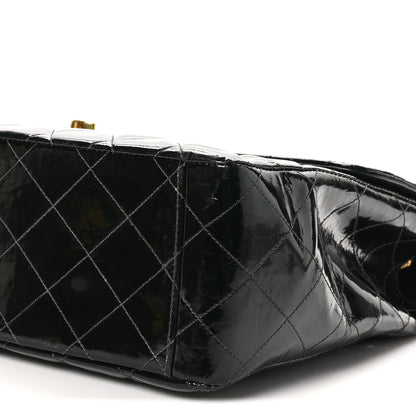 Chanel Patent Quilted XL Jumbo Single Flap Black 11 of 11