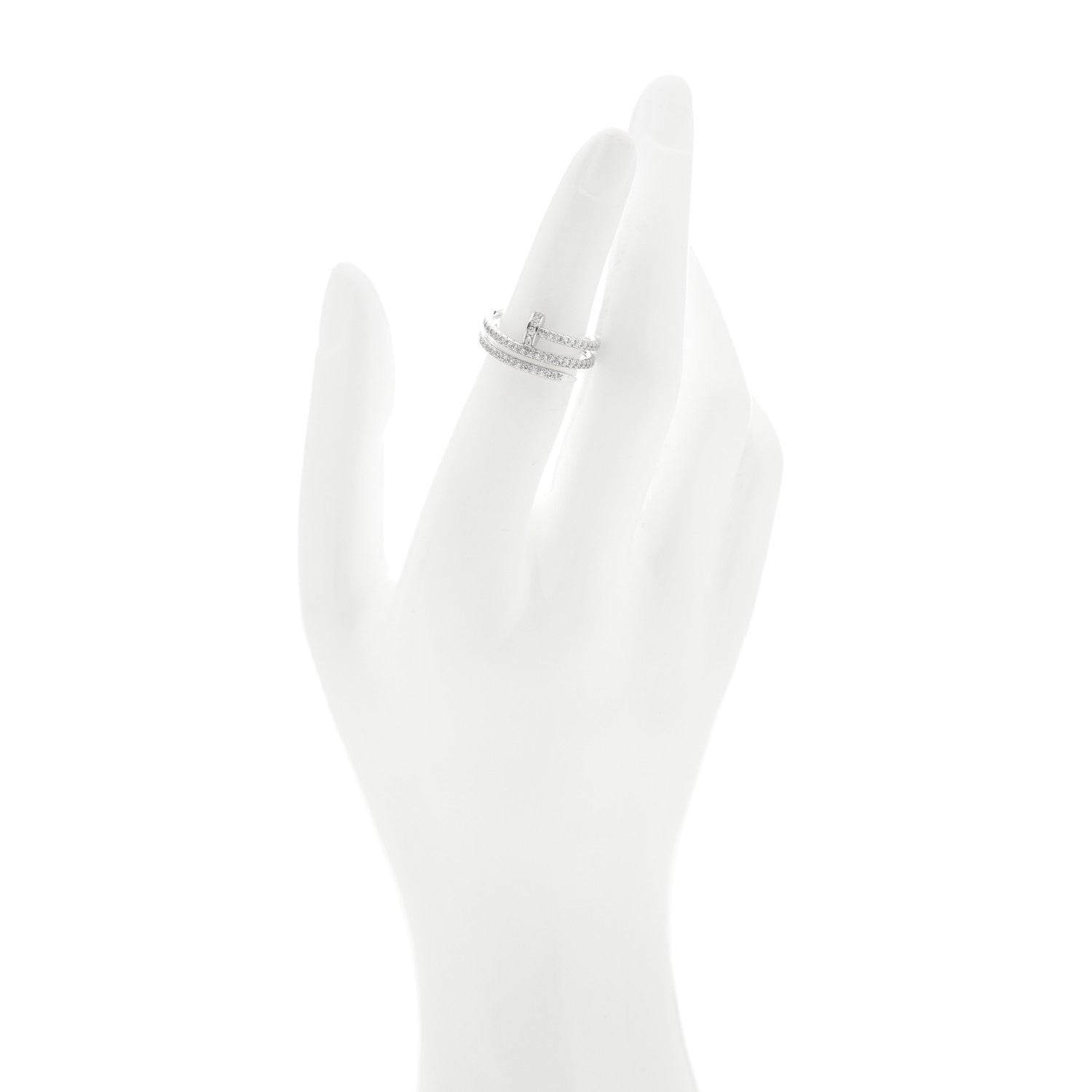 Cartier 18K White Gold Diamond Double Juste Un Clou Paved Ring 51 5.75 2 of 6