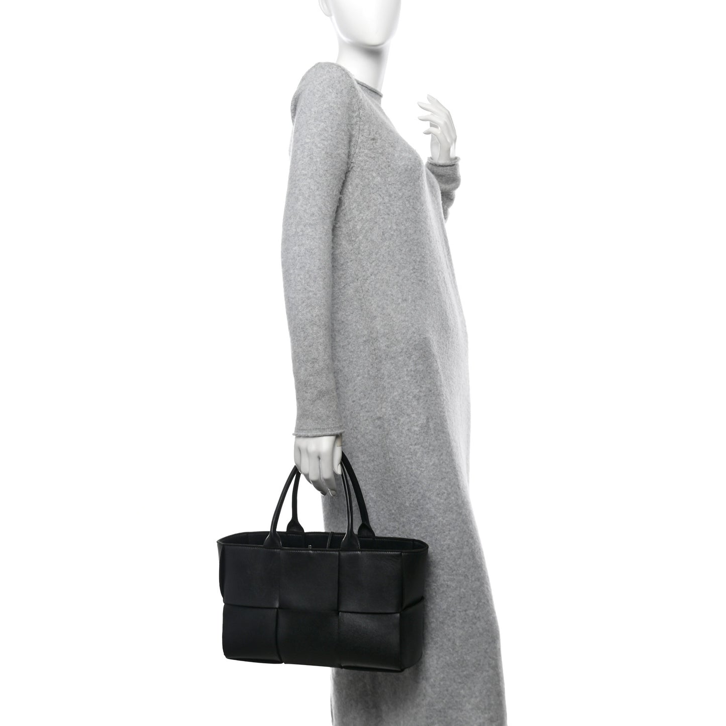 Nappa Maxi Intrecciato Small Arco Tote Black