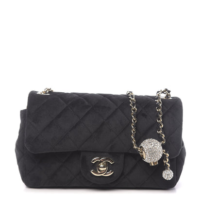 Chanel Velvet Quilted Mini Rectangular Pearl Crush Flap Black 1 of 10