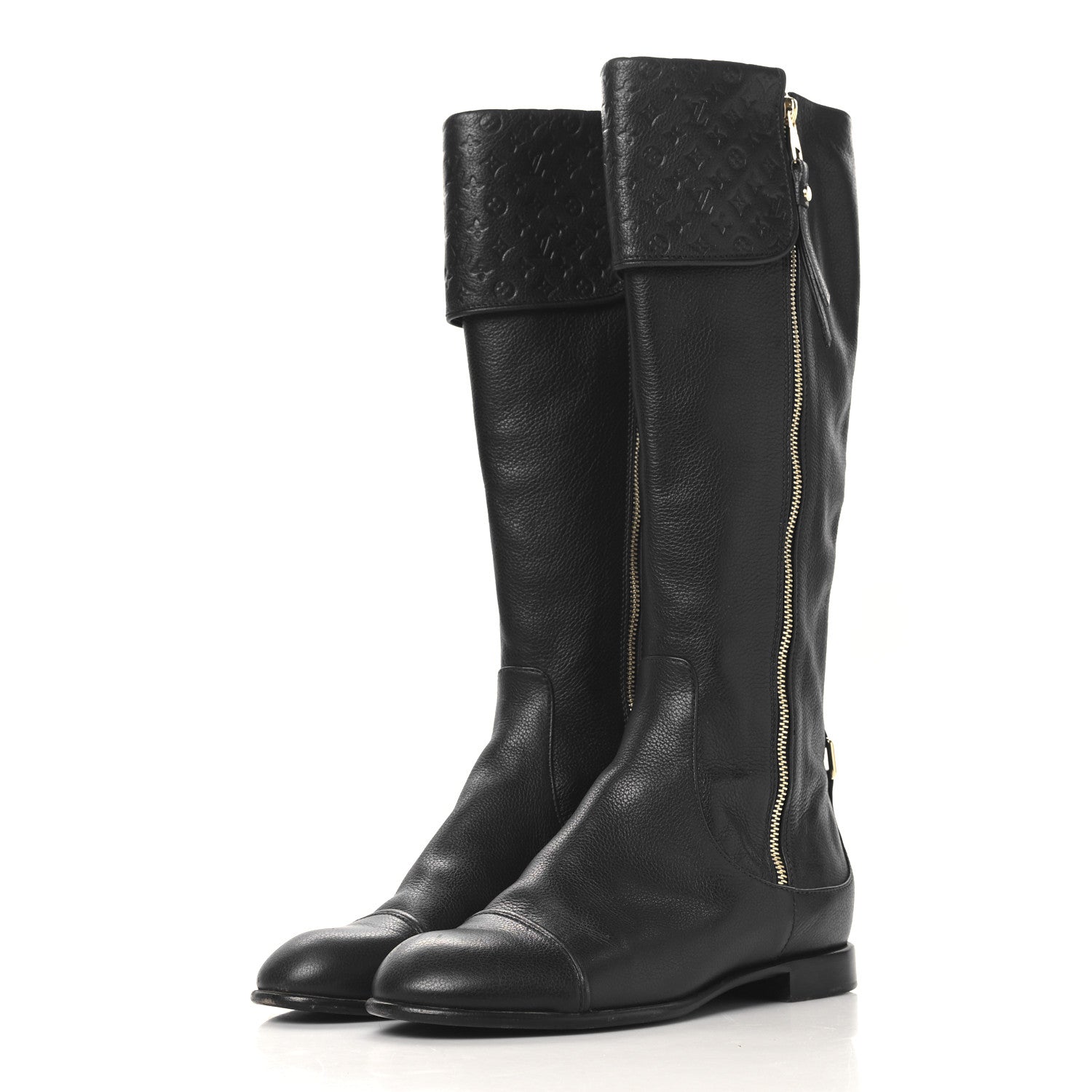 Louis Vuitton Calfskin Monogram High Boots 38 Black 3 of 6