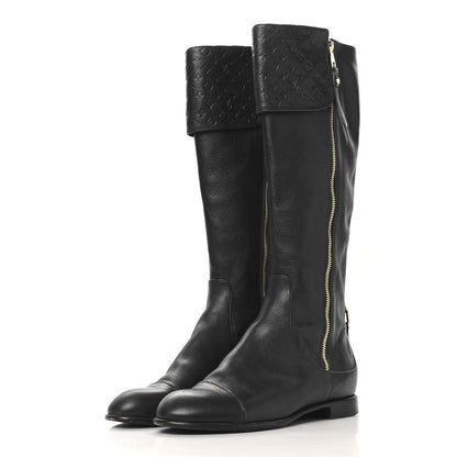 Louis Vuitton Calfskin Monogram High Boots 38 Black 3 of 6