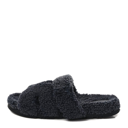 Hermes Woolskin Mens Chypre Sandals 43 Gris Chine 1 of 8
