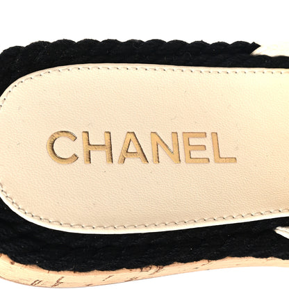 Chanel Lambskin Calfskin Cap Toe Chain Mules Sandals 39 Ivory Black 8 of 8