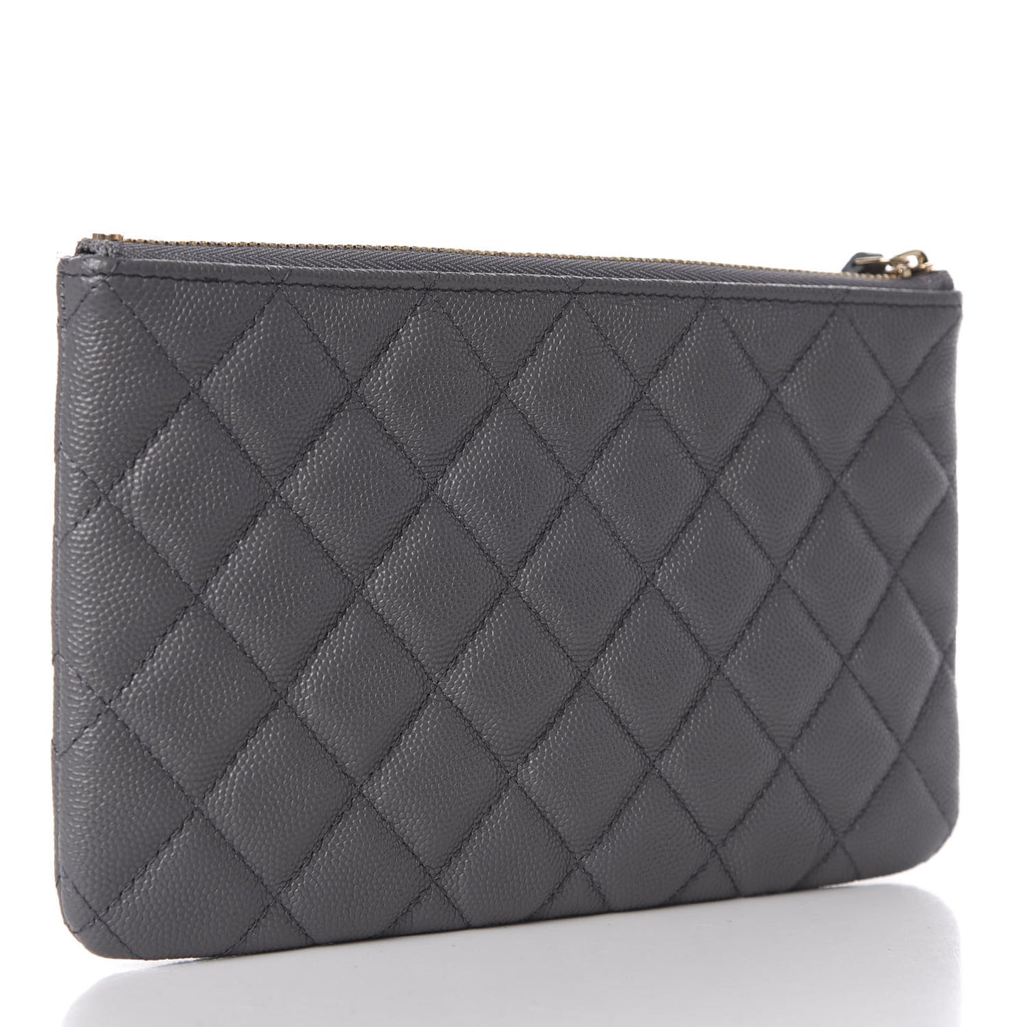 Caviar Quilted French New Wave Small CC Pouch Grey