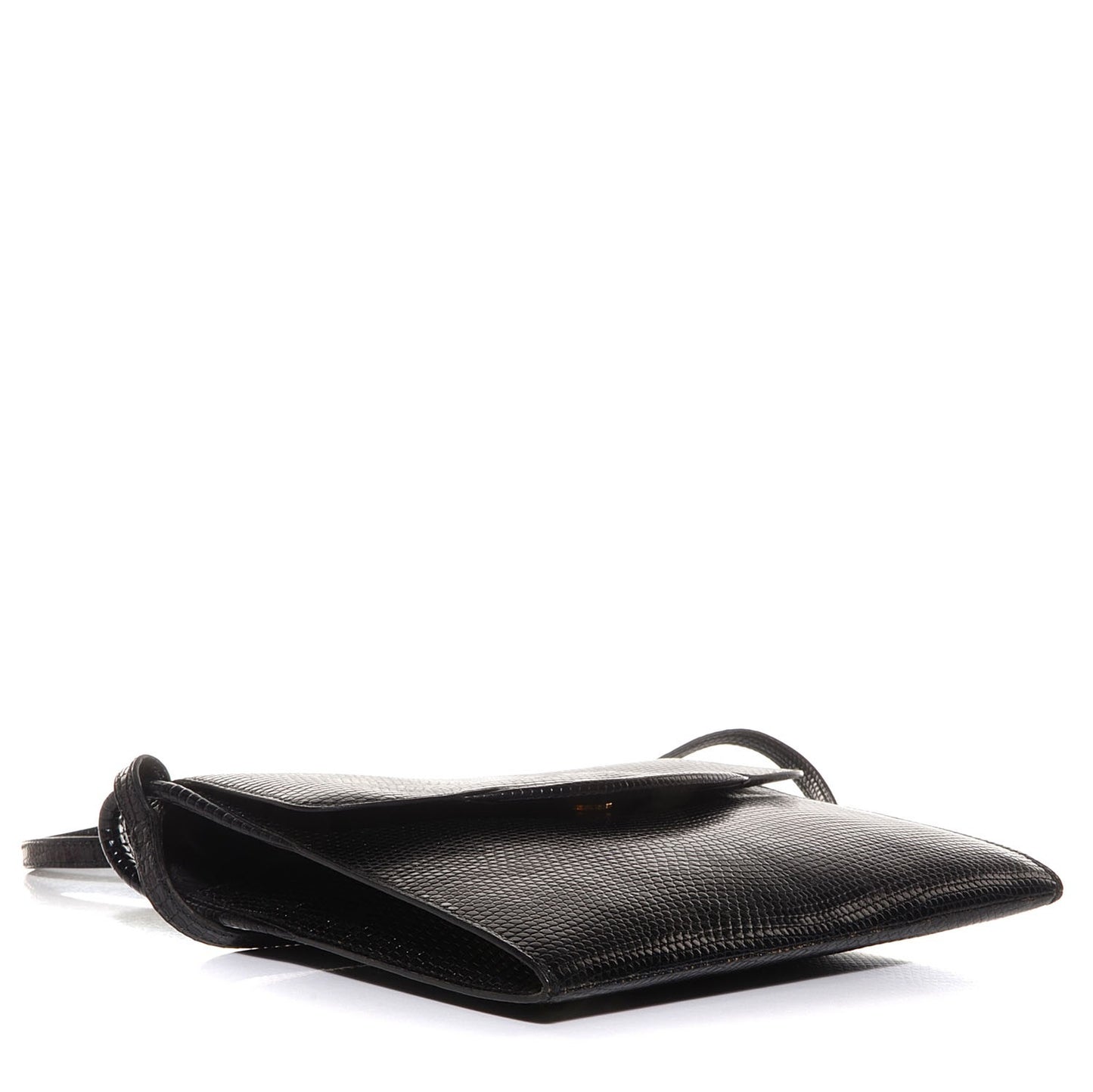 Lizard Flap Shoulder Bag Black