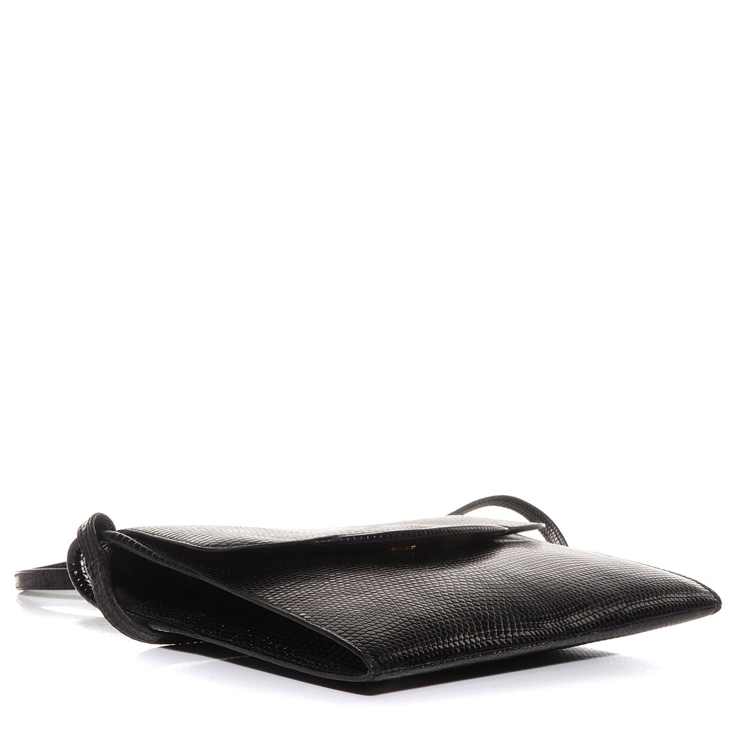 Hermes Lizard Flap Shoulder Bag Black 4 of 7