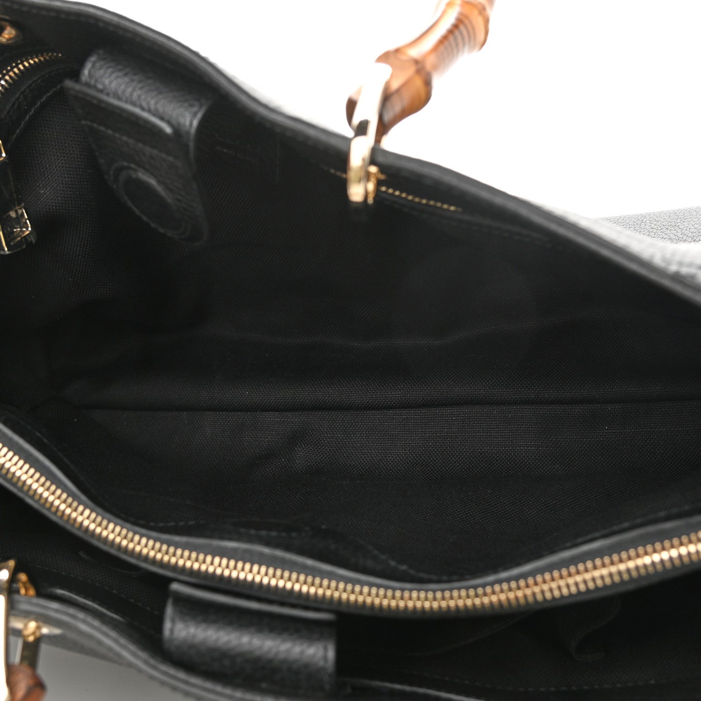 Pebbled Calfskin Medium Bamboo Shopper Tote Black