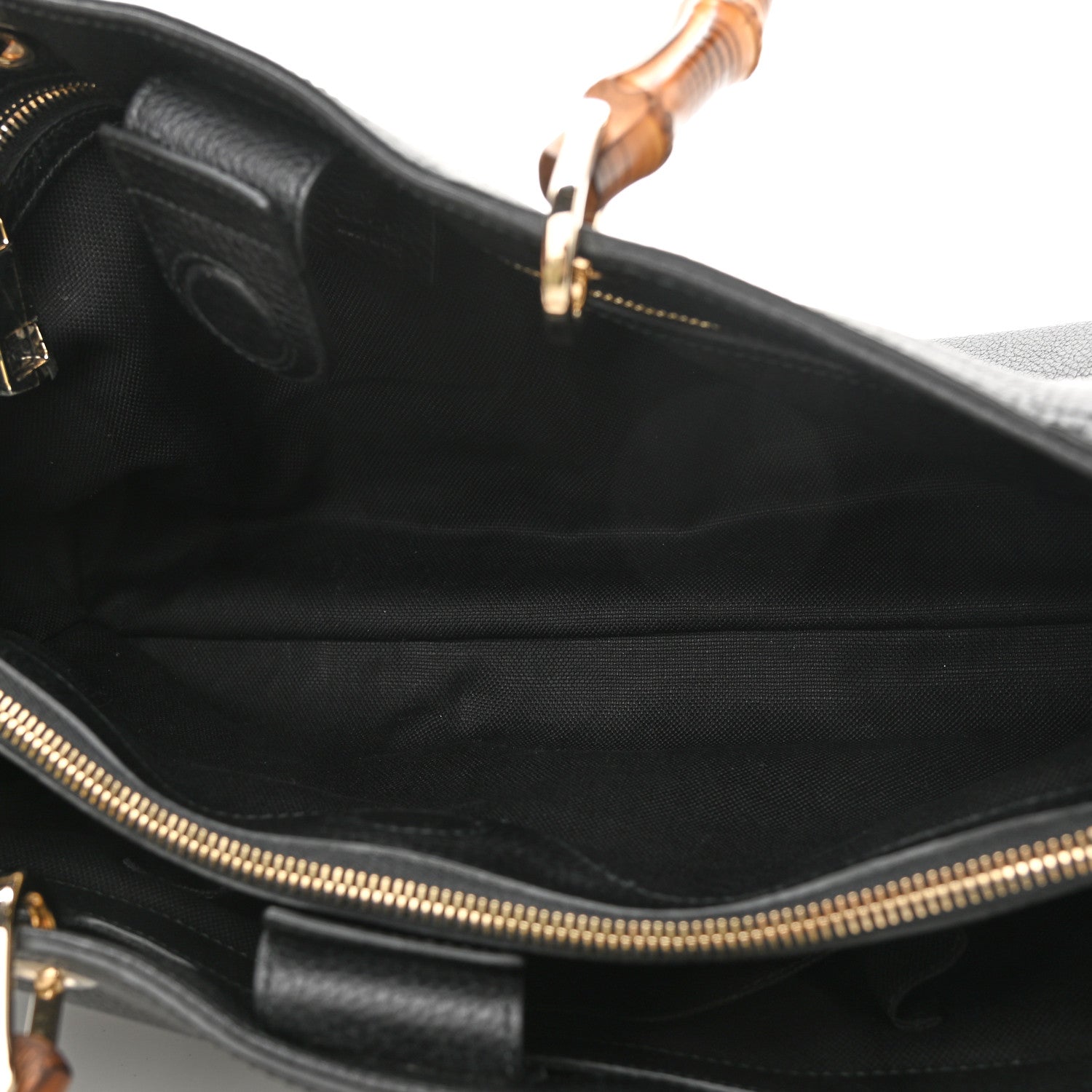 Gucci Pebbled Calfskin Medium Bamboo Shopper Tote Black 4 of 10