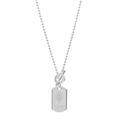 Gucci Sterling Silver Crest Dog Tag Toggle Necklace 1 of 5