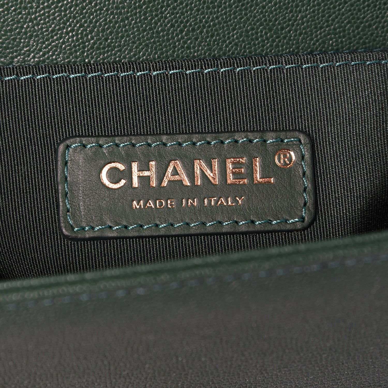 Chanel Caviar Chevron Quilted Small Boy Flap Green 6 of 11