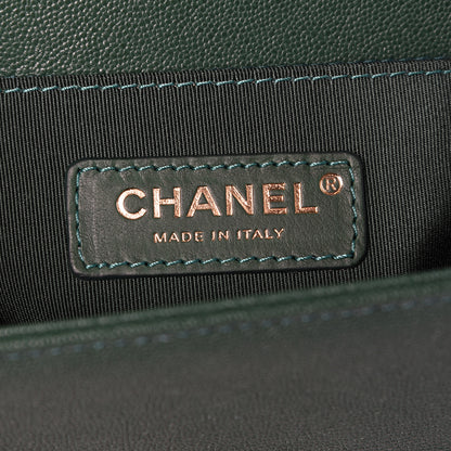 Chanel Caviar Chevron Quilted Small Boy Flap Green 6 of 11
