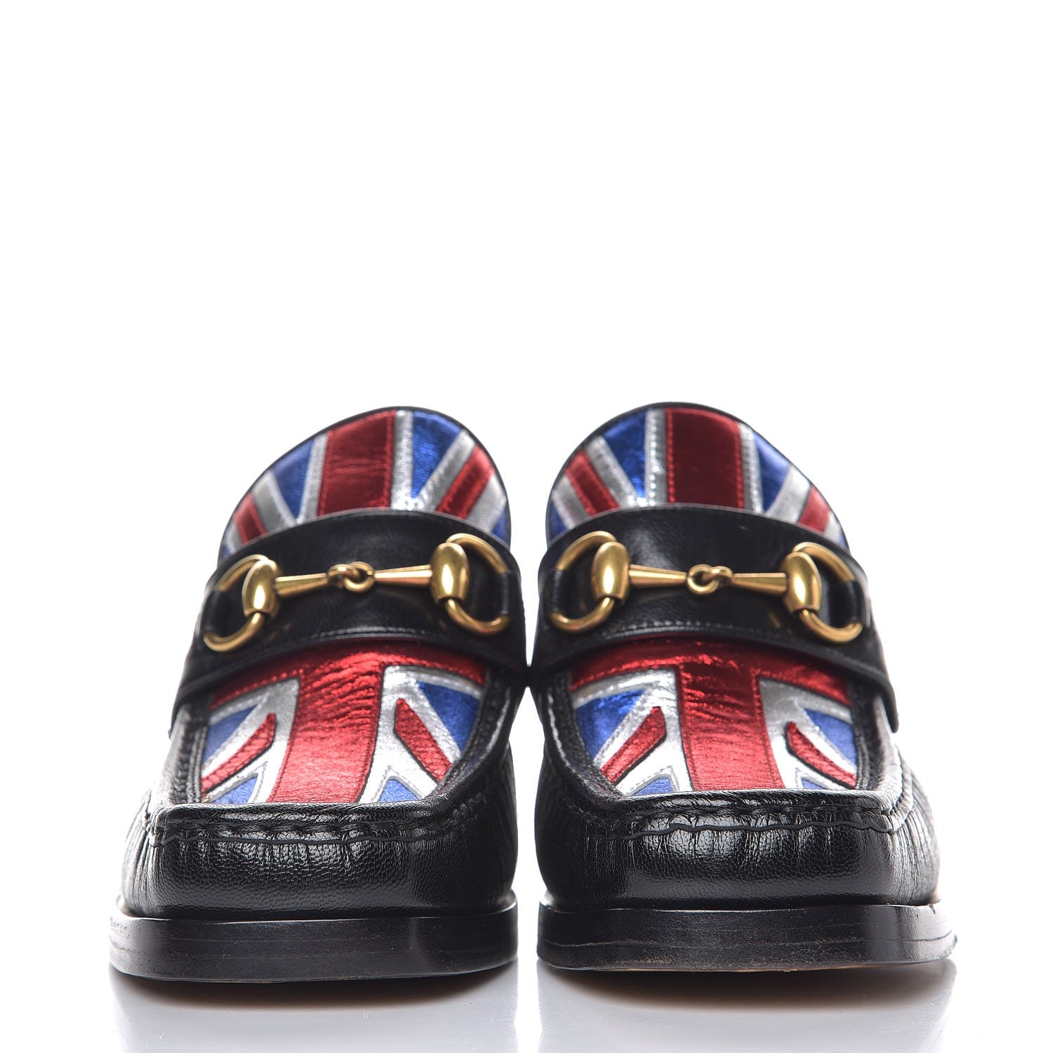 Gucci Lambskin Union Jack Horsebit Loafer Pumps 37 Black 2 of 11