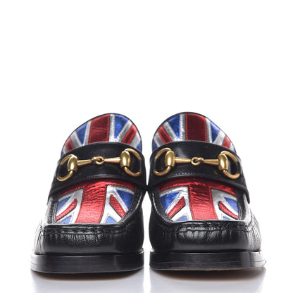 Gucci Lambskin Union Jack Horsebit Loafer Pumps 37 Black 2 of 11