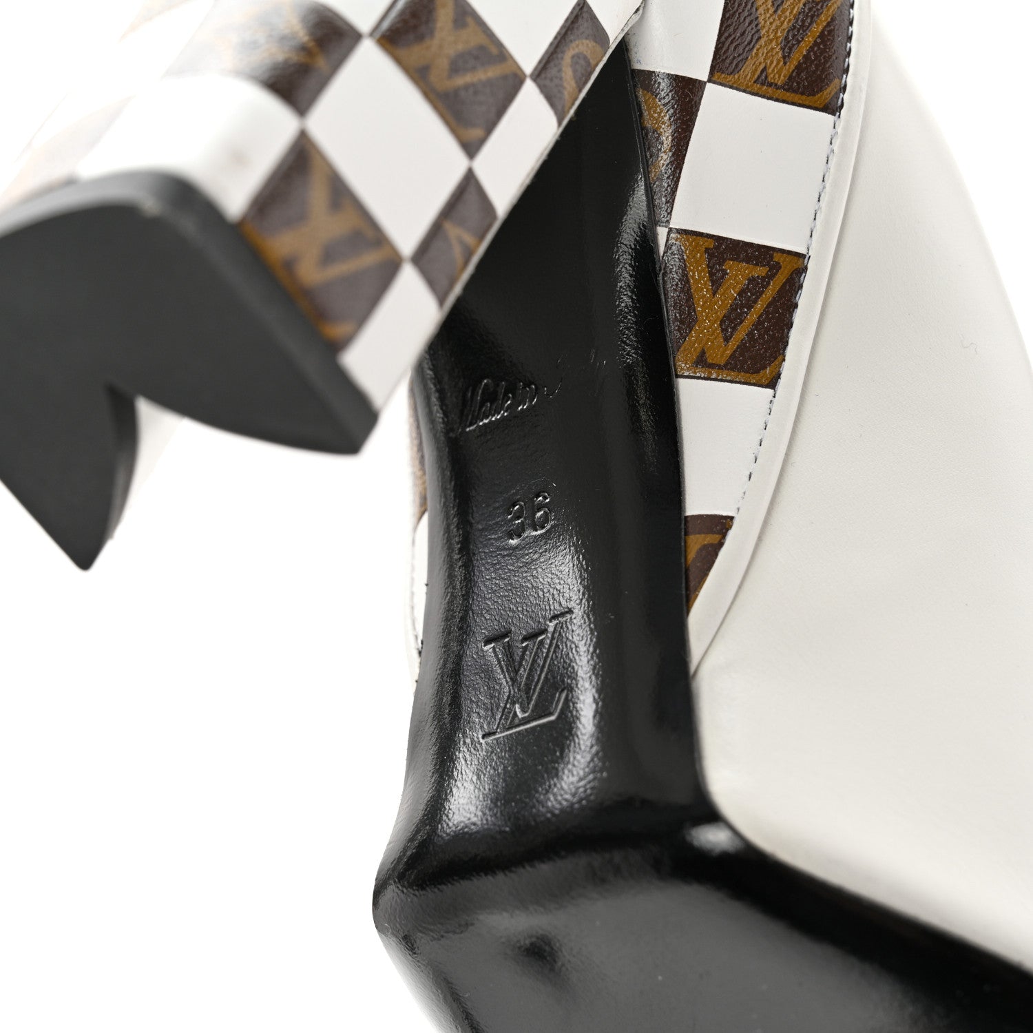 Louis Vuitton Calfskin Monogram Damier Tressage Matchmake Pumps 36 White 6 of 9
