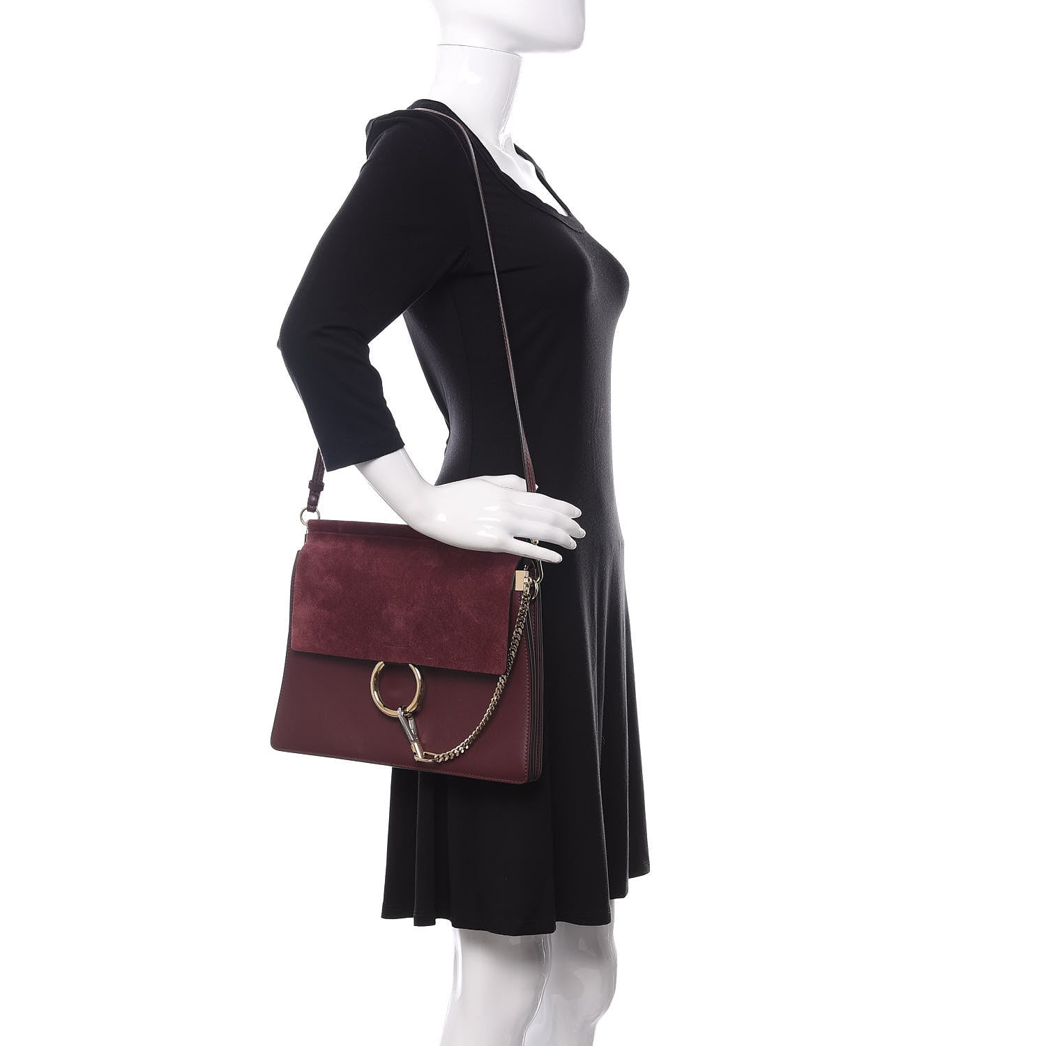 Chloe Calfskin Suede Medium Faye Shoulder Bag Intense Violine 2 of 12