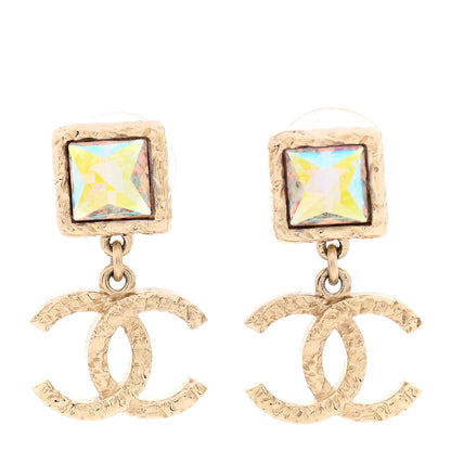 Chanel Iridescent Baguette Crystal CC Drop Earrings Gold 1 of 4