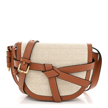Loewe Calfskin Canvas Anagram Mini Gate Dual Bag Ecru Tan 1 of 10