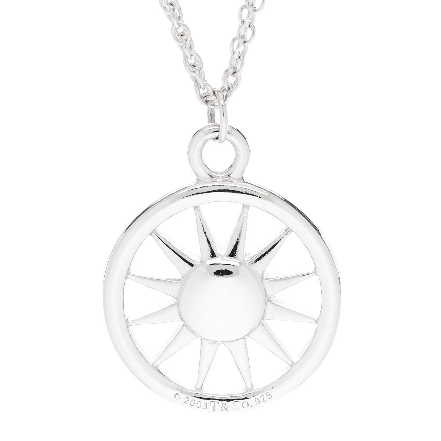 Sterling Silver Sun Double Chain Pendant Necklace