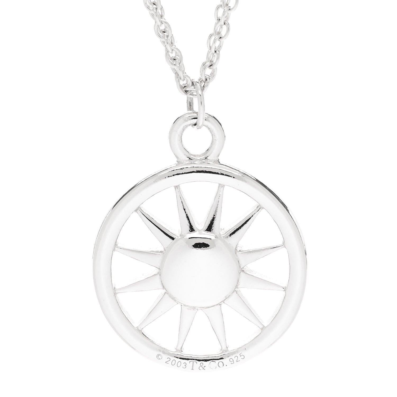 Tiffany Sterling Silver Sun Double Chain Pendant Necklace 4 of 6