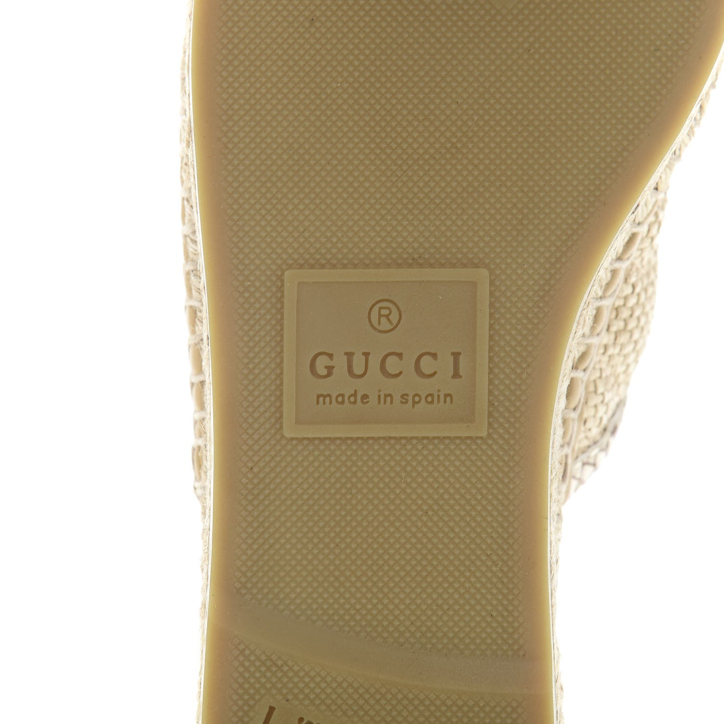 Straw Elaphe Matelasse GG Marmont Espadrille Slippers 35 Natural Cream Brown