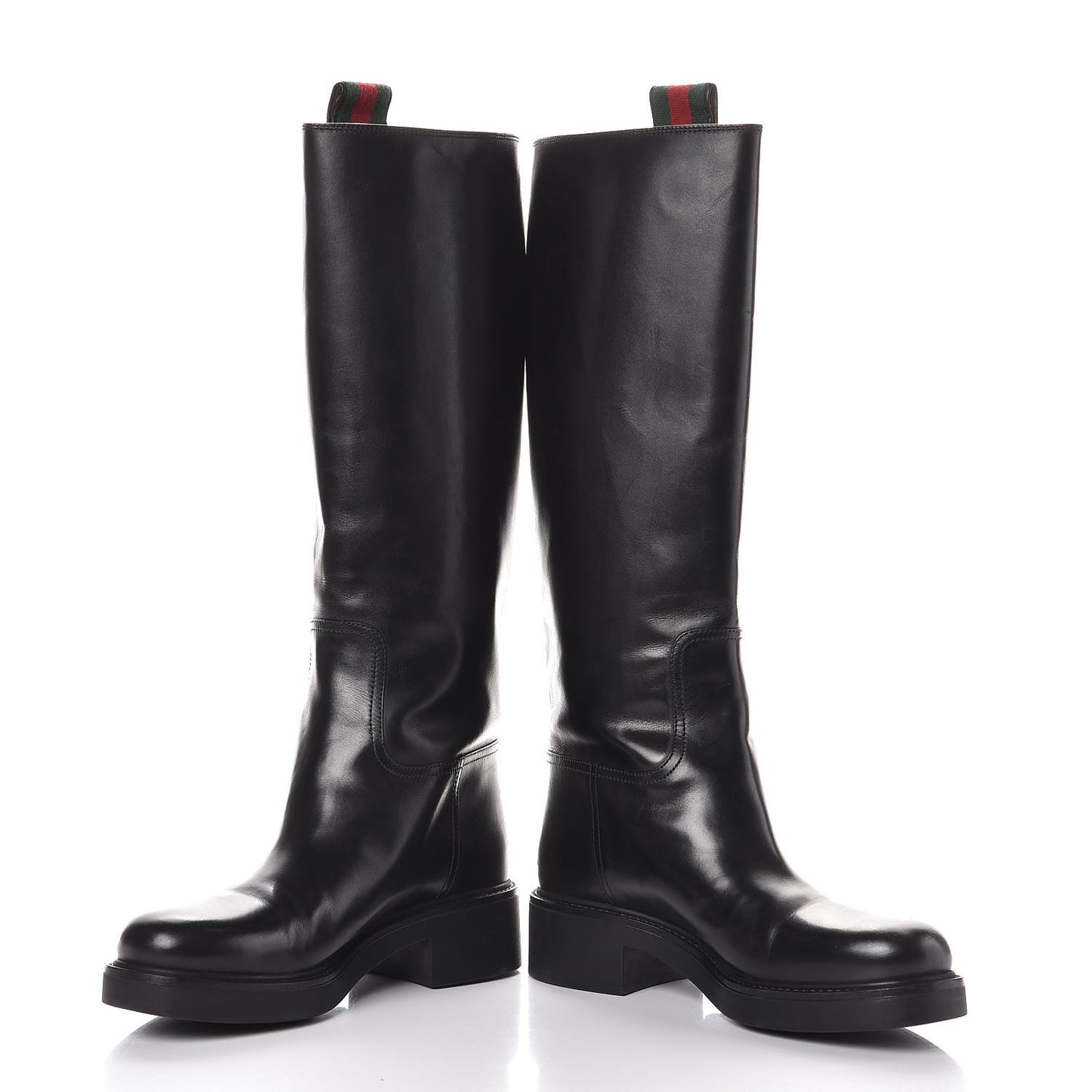 Calfskin Web Bee Tall Riding Boots 37.5 Black