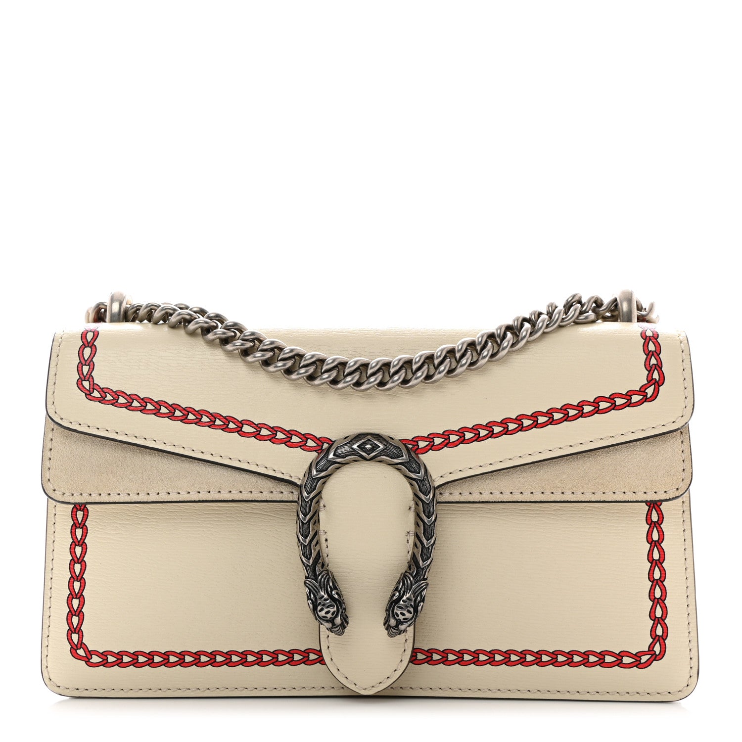 Gucci Textured Calfskin Lunar New Year Small Dionysus Shoulder Bag Mystic White Red 1 of 12