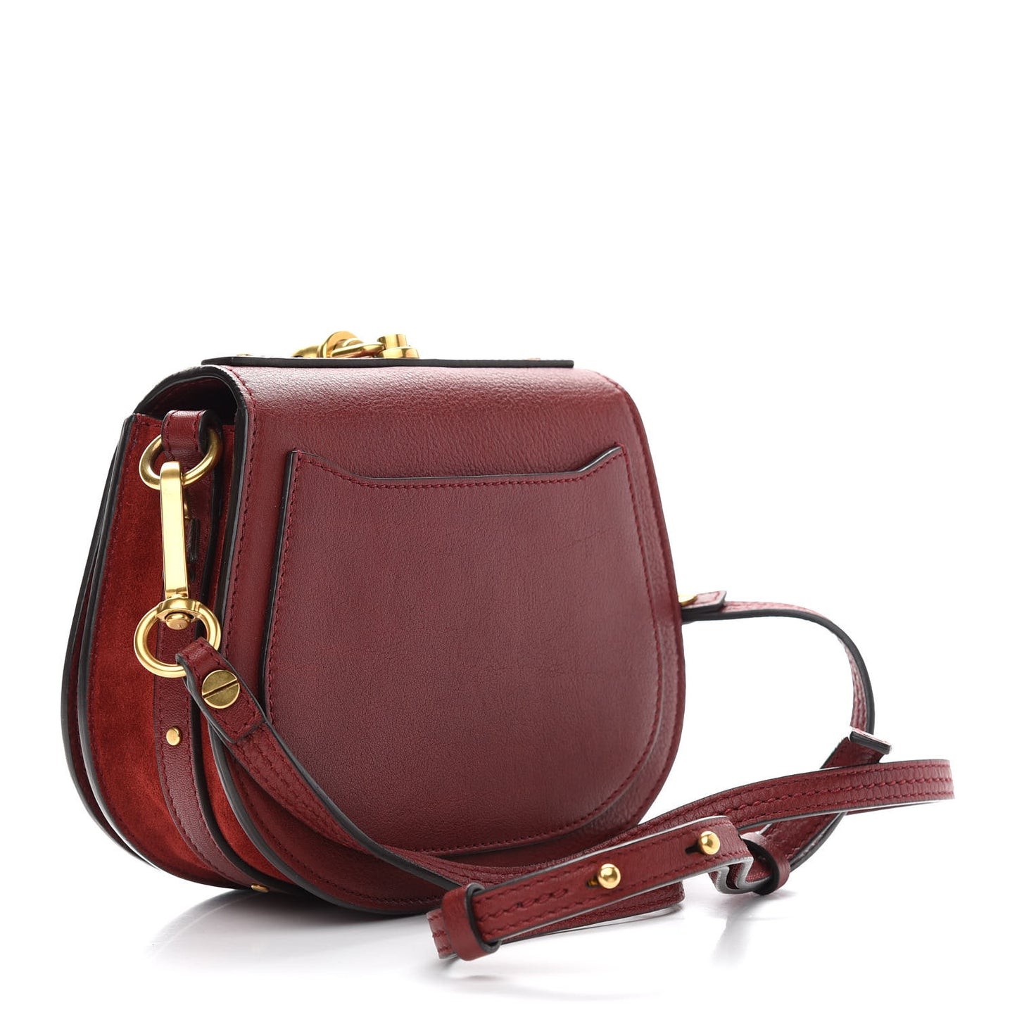 Calfskin Suede Patchwork Small Nile Bracelet Bag Red