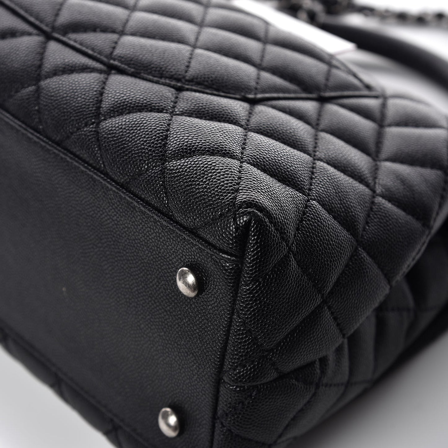 Caviar Quilted Small Coco Handle Flap Black