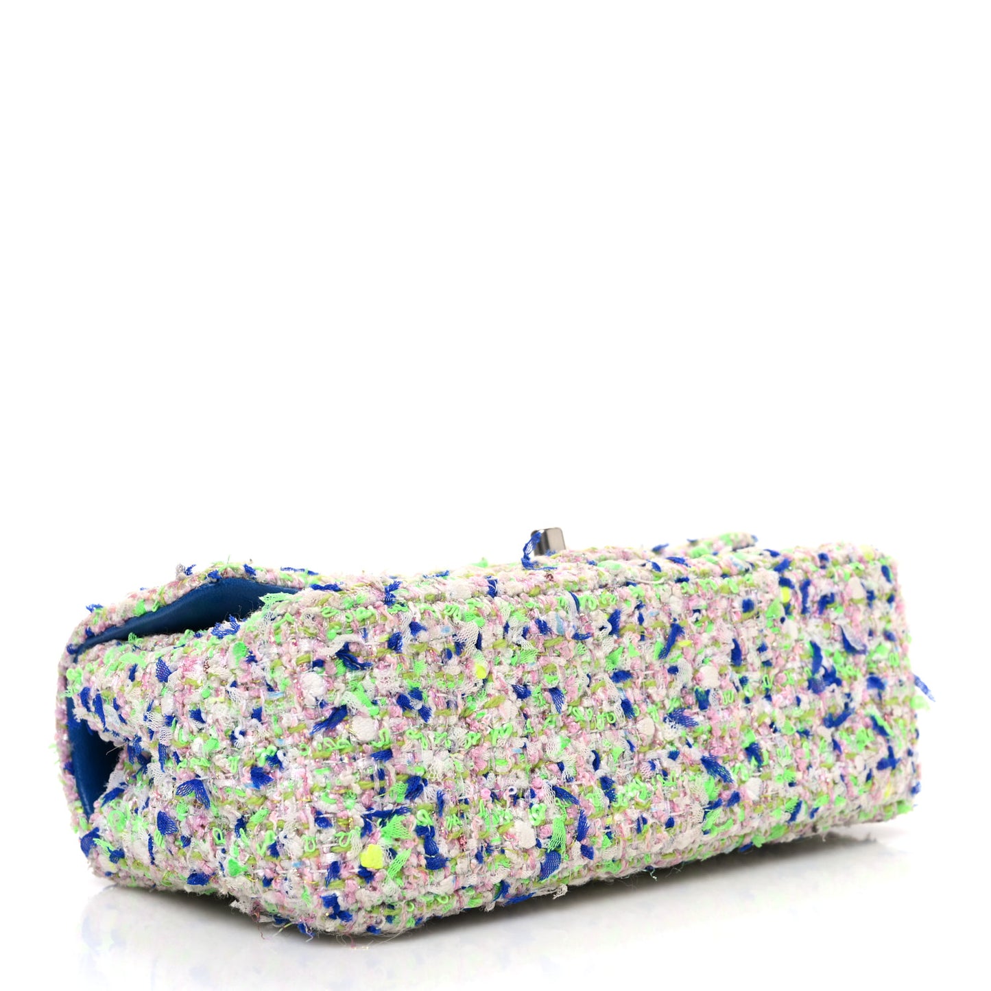 Tweed Quilted Mini Rectangular Flap White Blue Green
