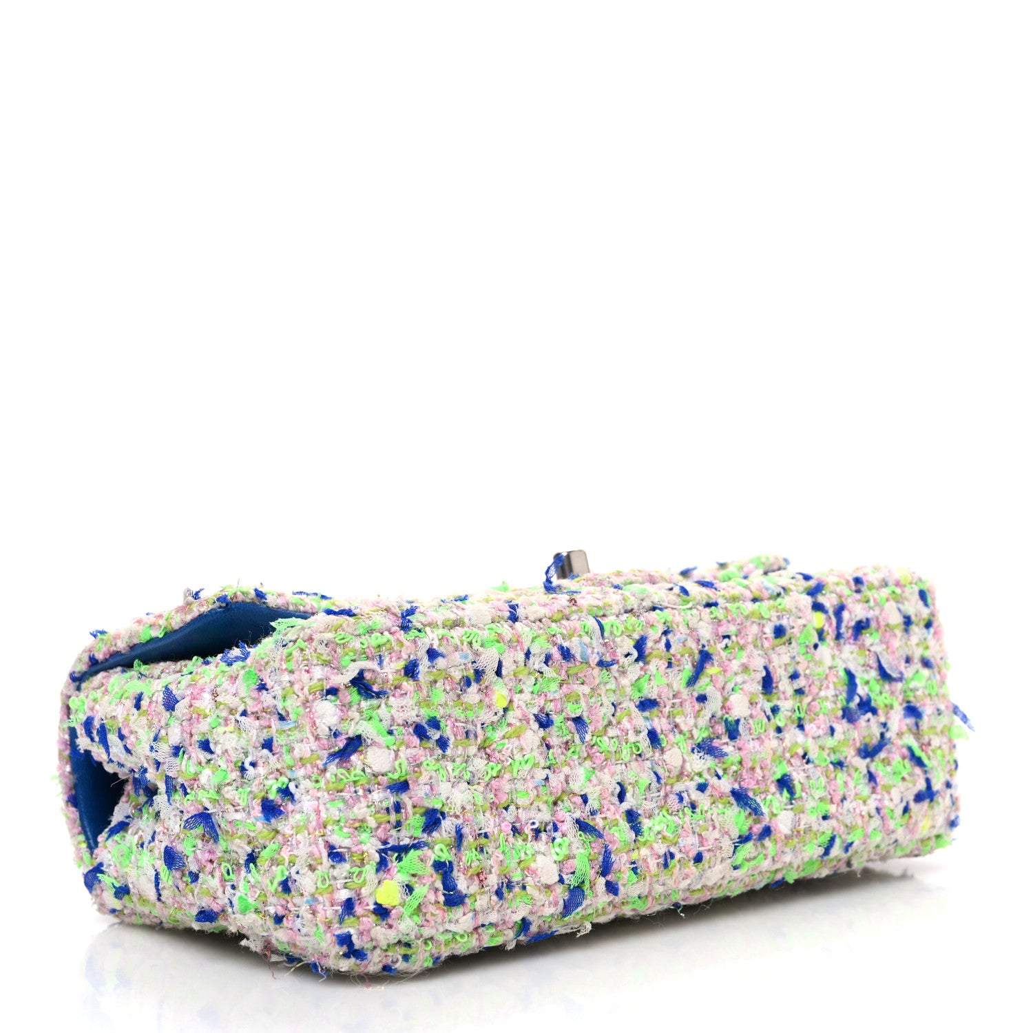 Chanel Tweed Quilted Mini Rectangular Flap White Blue Green 4 of 10