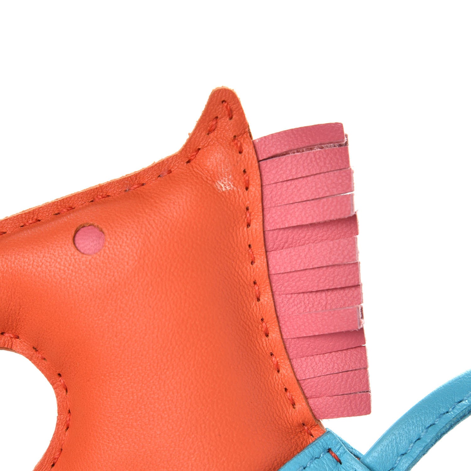 Hermes Milo Lambskin Grigri Rodeo Horse Bag Charm MM Orange Poppy Rose Azalee Bleu Azteque 4 of 5