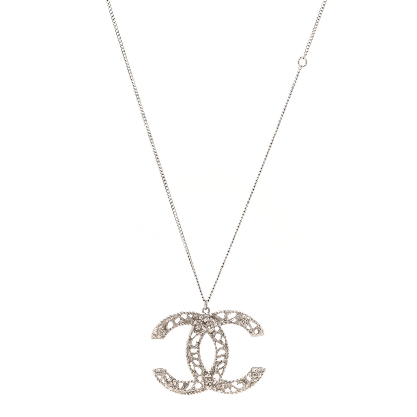 Large Baroque CC Necklace Silver