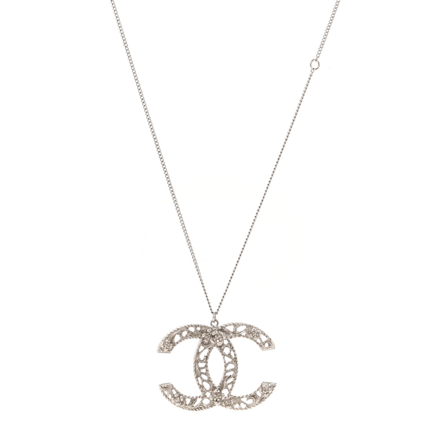 Chanel Large Baroque CC Necklace Silver 1 of 6